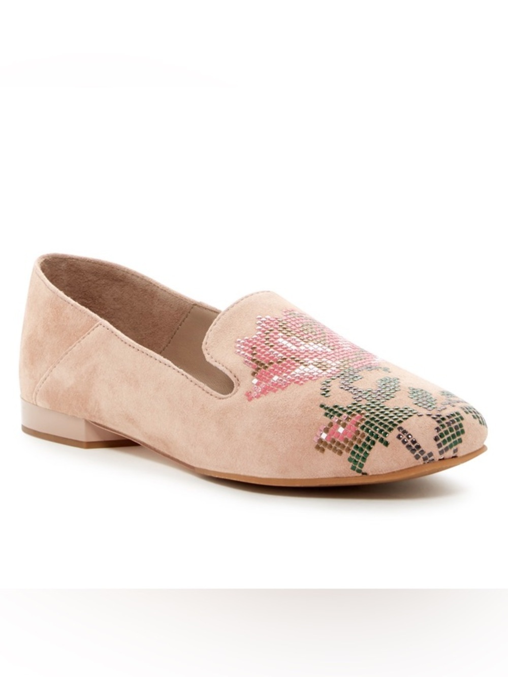 DONALD PLINER Tan suede Floral Embellished Hiro Flats 7